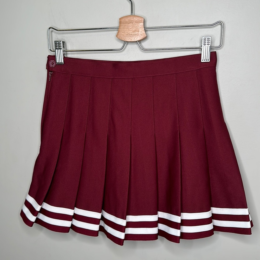 Chasse Burgundy and White Cheerleading Skirt